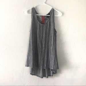 W5 White and Grey Striped High Low Tank
